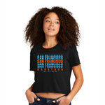 SFM Women's Fashion Crop Tee -Black- Repeat