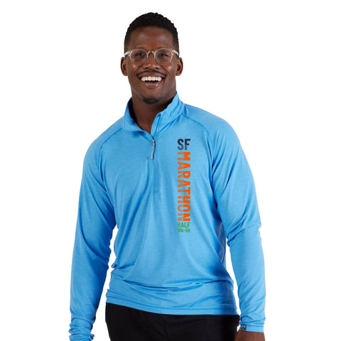 Men's Sueded Eco 1/4 Zip -Azure- LCP