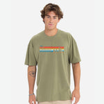 Adult Relaxed Heavyweight Tee -Olive- Stripes