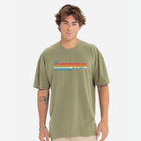 Adult Relaxed Heavyweight Tee -Olive- Stripes