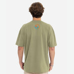 Adult Relaxed Heavyweight Tee -Olive- Stripes