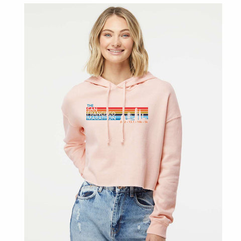 Women's Fleece Crop Hoody -Blush- Stripes