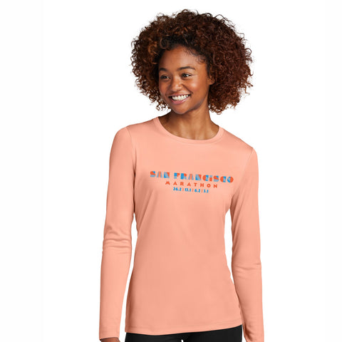 Women's LS Tech UPF50 Tee -Soft Coral- Art Deco