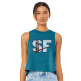 Women's Fashion Crop Tank -Teal- Windows