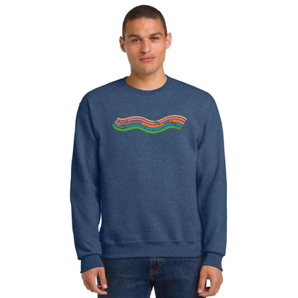 Adult Crew Sweatshirt -Blue Heather- Wavy