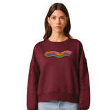 Women's Organic Fleece Crew -Burgundy- Wavy