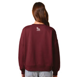 Women's Organic Fleece Crew -Burgundy- Wavy