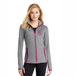 SFM Women's Stretch Zip Jacket -Charcoal Grey/Pink Rush- Embroidered